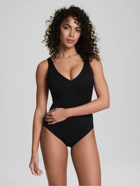 SPANX Black One-Piece V-Neck Swim Suit